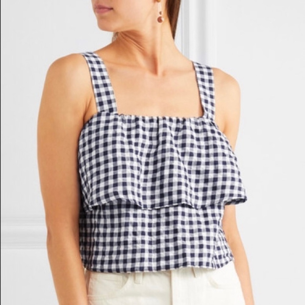 Madewell gingham check ruffle crop top
